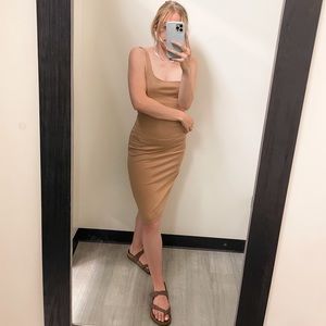 ❤️SOLD❤️ Brown/Tan Trafulac Zara Stretchy Cotton Tank Dress